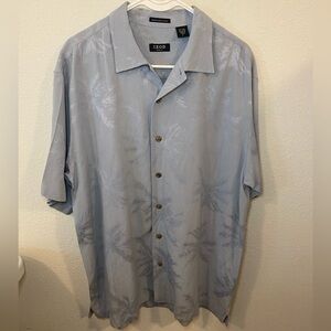 Izod Light Blue Golf, Casual Button Down Shirt 70% Silk Mens Size L